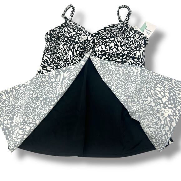 NEW Swim Solutions flyaway tankini swimsuit 10 Black High Waist Bottoms beyond - Picture 9 of 15